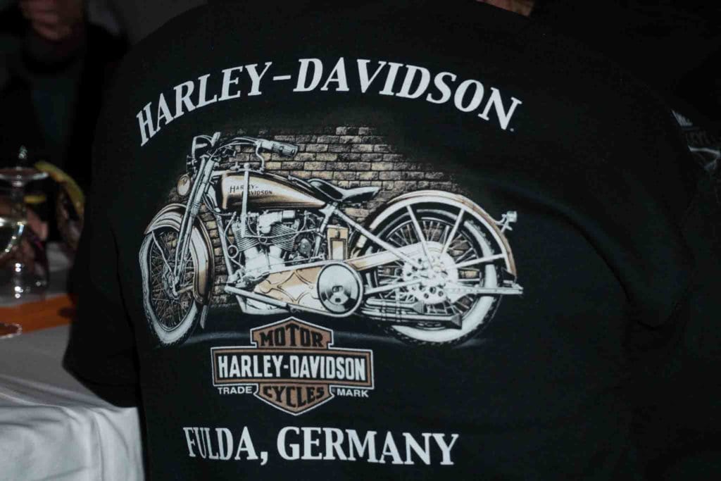 Harley-Davidson Motorrad-Design auf Jacke, Deutschland, Fulda.