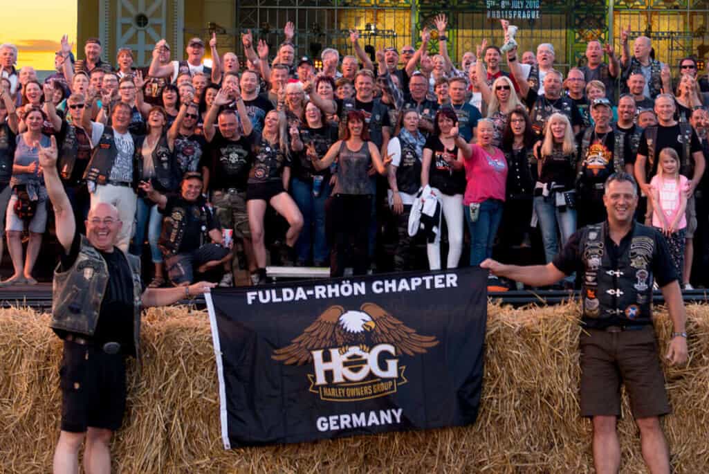Fulda-Rhön Chapter Harley-Davidson Motorradgruppe bei Treffen in Deutschland.
